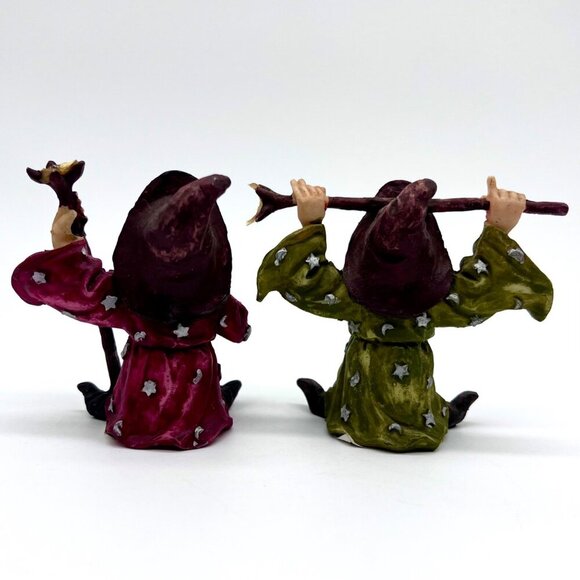Vintage Wizard Figurines Set of 2 Starry Robes Fantasy Decor 1990s - Picture 7 of 9